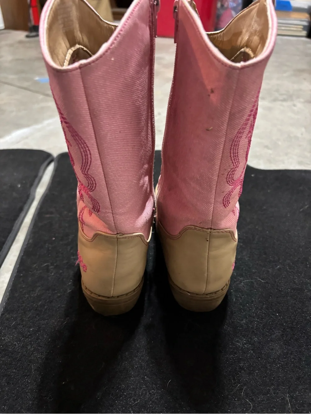 bebe Kids Pink and Tan Embroidered Western Moto Boots